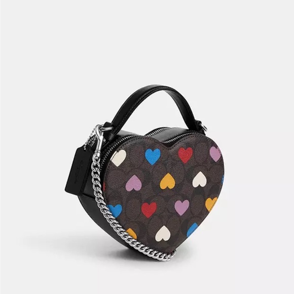 Heart Crossbody In Signature Canvas With Heart Print - Picture 2 of 5
